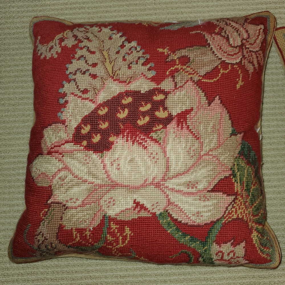 Needle point flower pillows